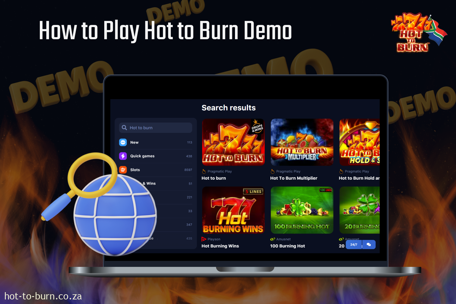 To play the demo version of Hot to Burn