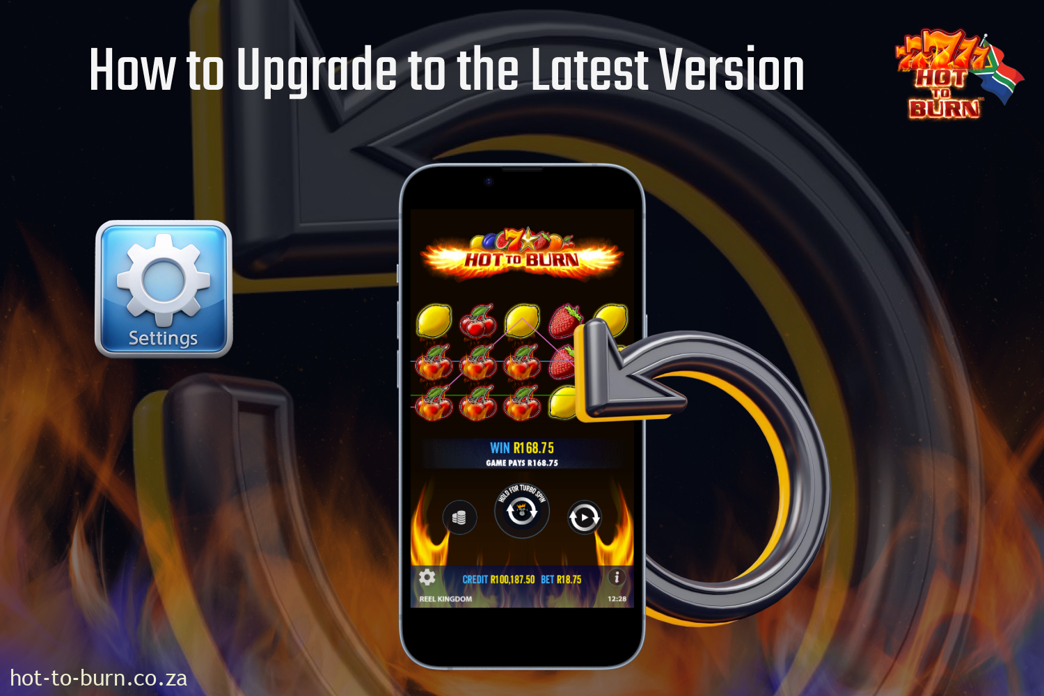 Instructions on how to update the Hot to Burn app