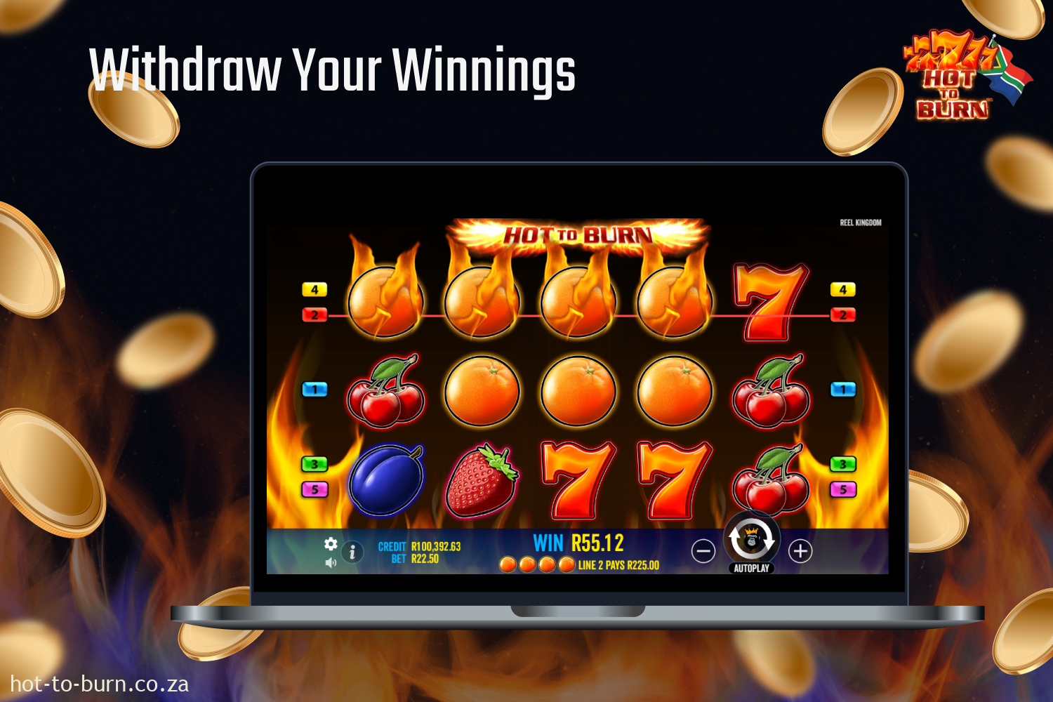 Withdrawal of winnings after a successful Hot to Burn game